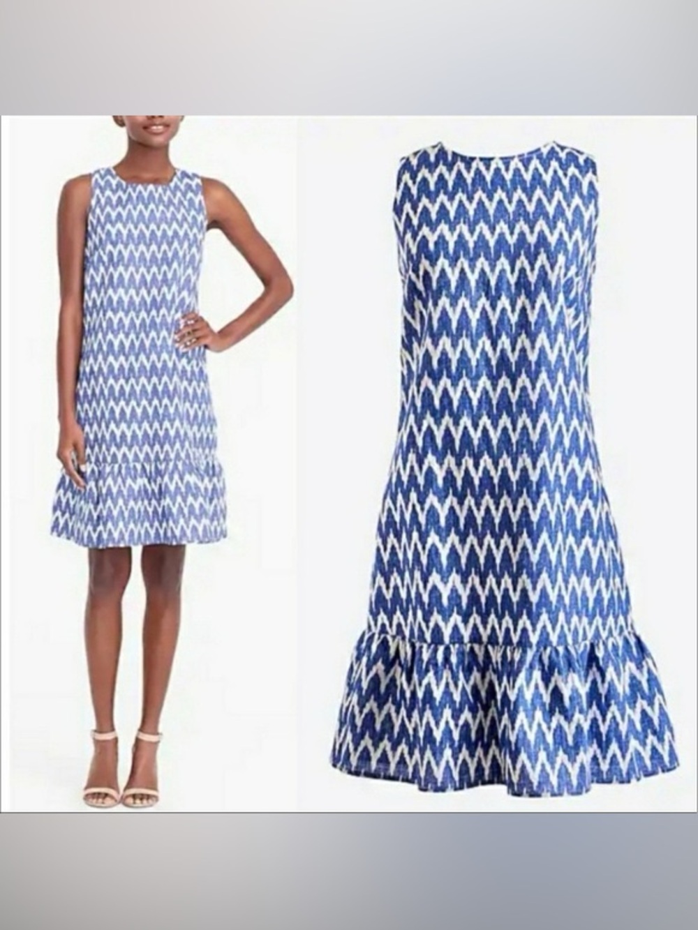 J.Crew - Blue and White Chevron Pattern Dress - Perfect Condition!